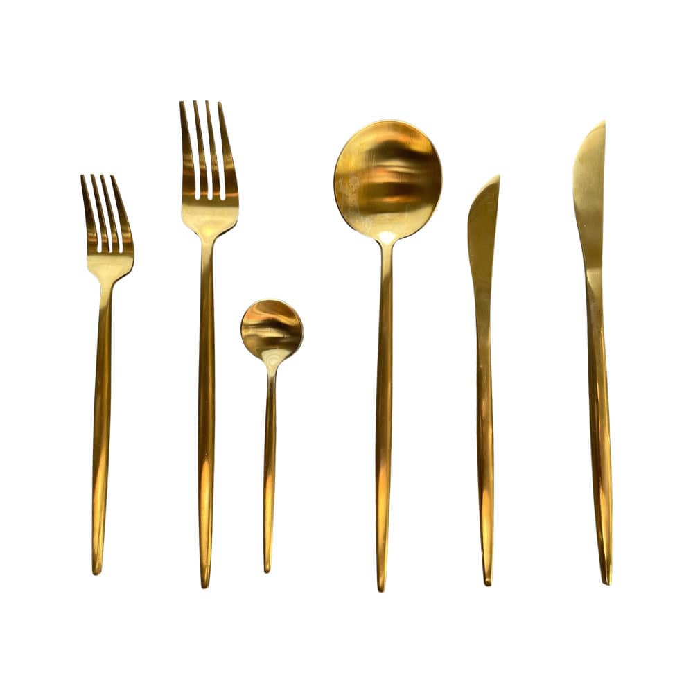 Matte Gold Cutlery Set - 6 Piece