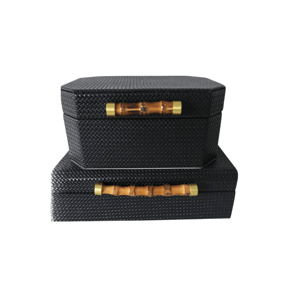 Black Jewellery Box Bamboo handles