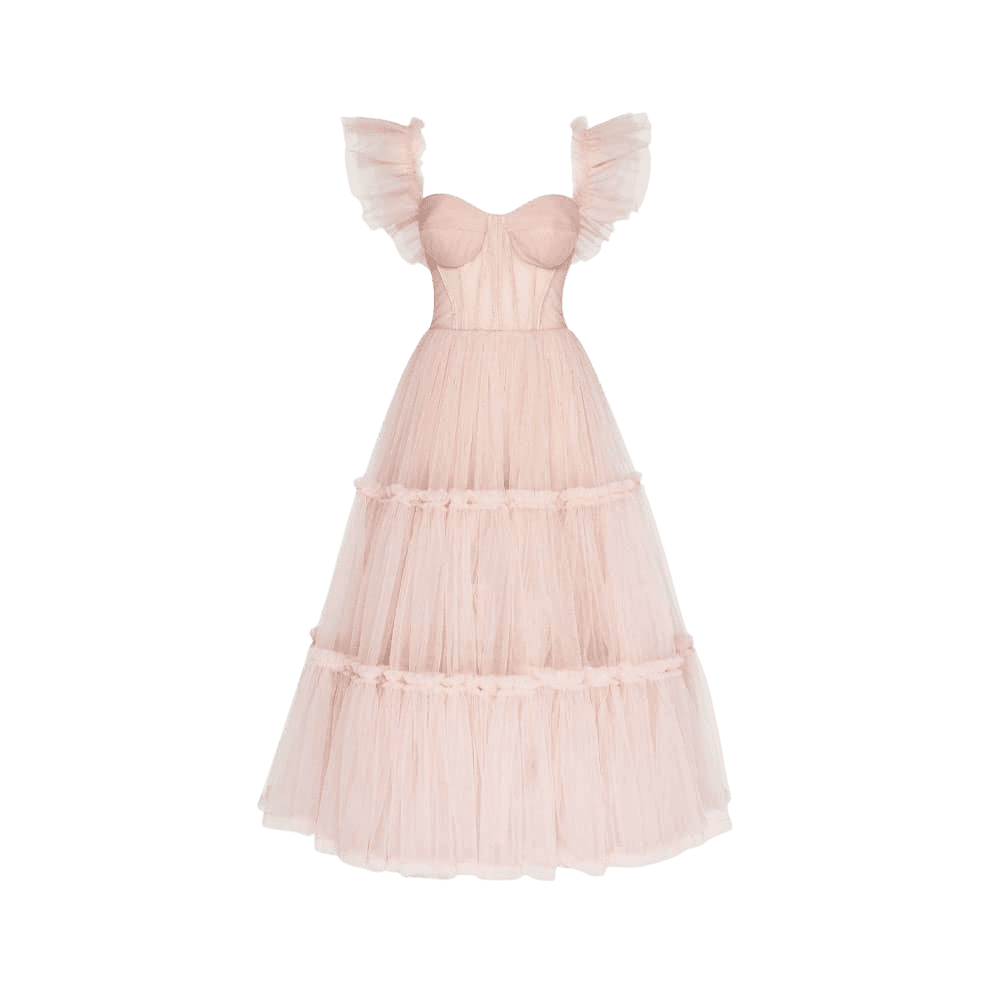 Milla - Misty Rose Ruffled Tulle Dress - Size Small