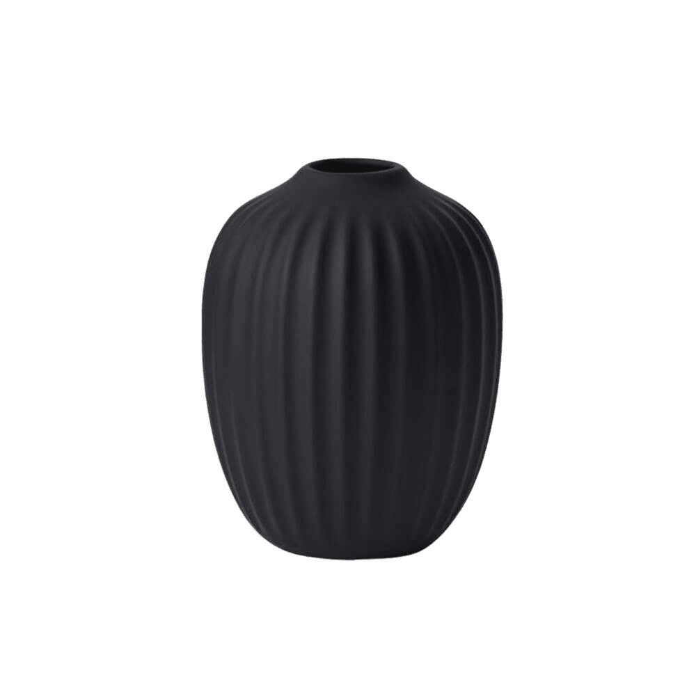 Short Black Ribbed Bud Vases